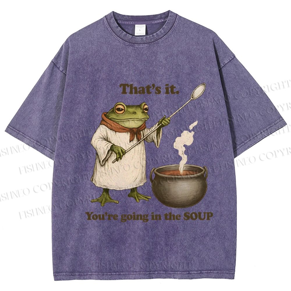 Unisex Funny Frog Printed Washed Tee