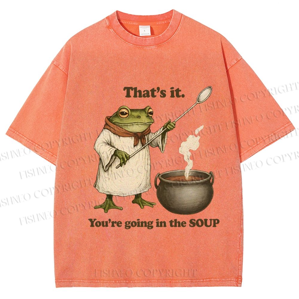 Unisex Funny Frog Printed Washed Tee