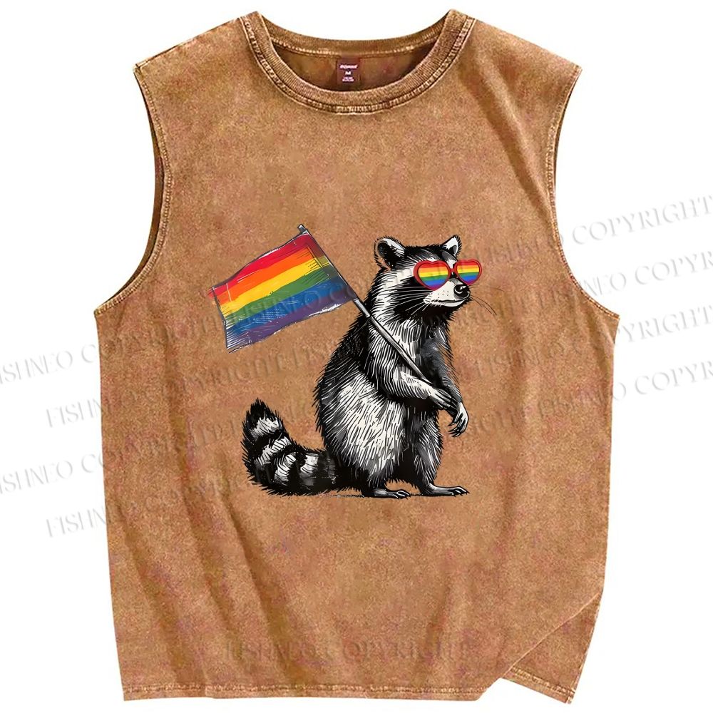 Unisex Rainbow Ally Printed Washed Tank Top