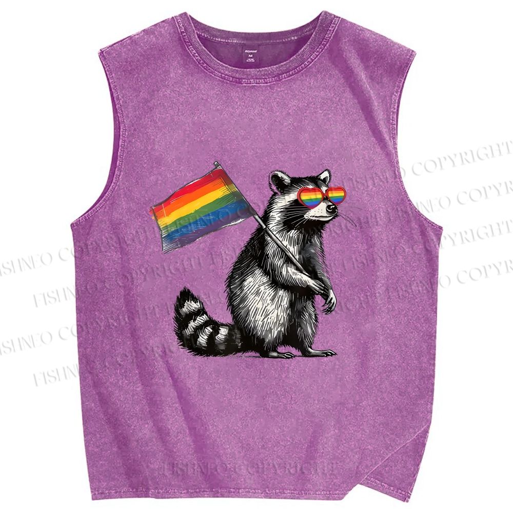 Unisex Rainbow Ally Printed Washed Tank Top