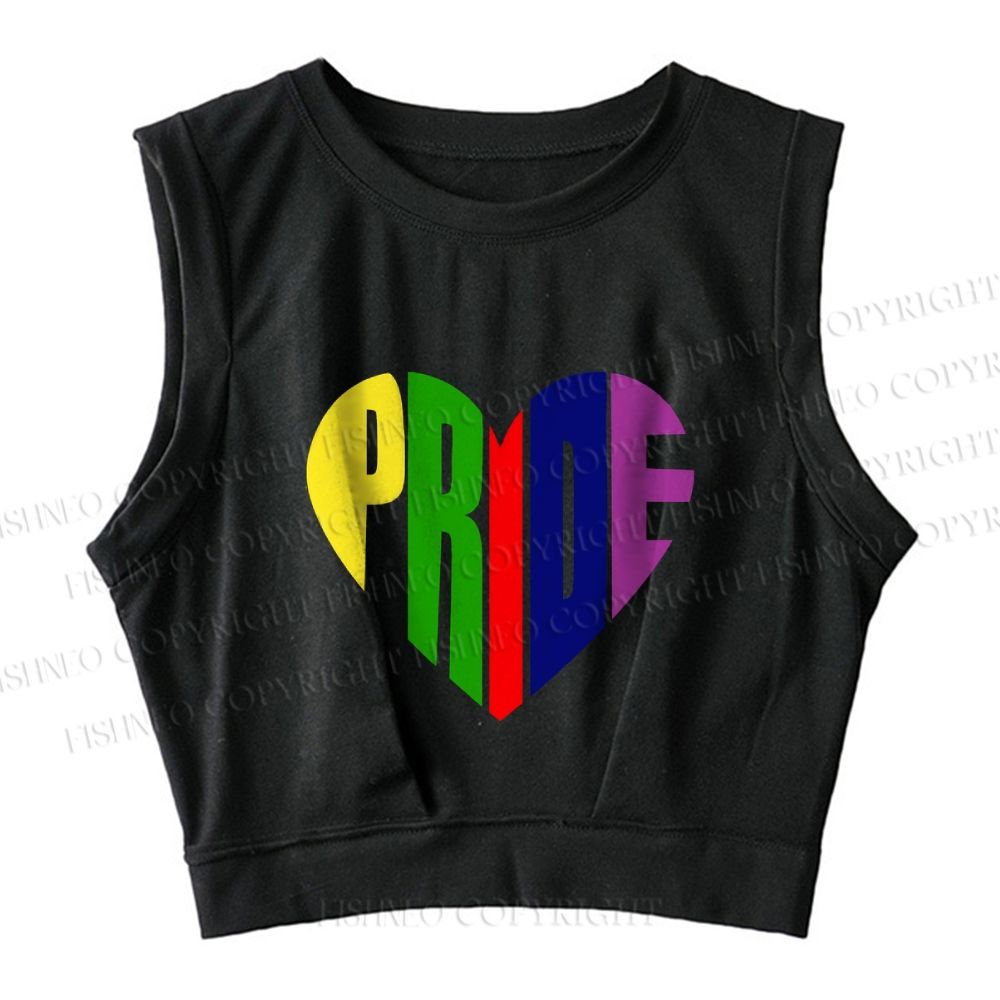 Pride Heart Sleeveless Crop Tops