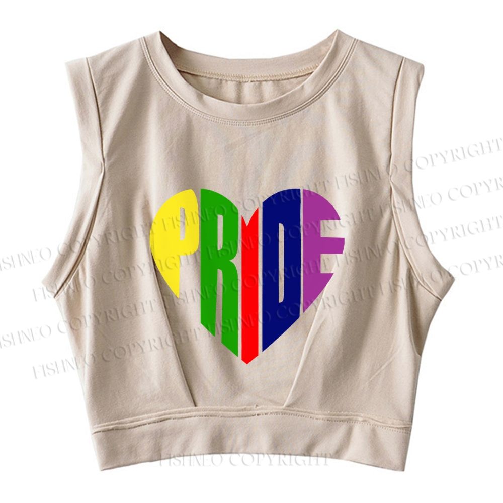 Pride Heart Sleeveless Crop Tops
