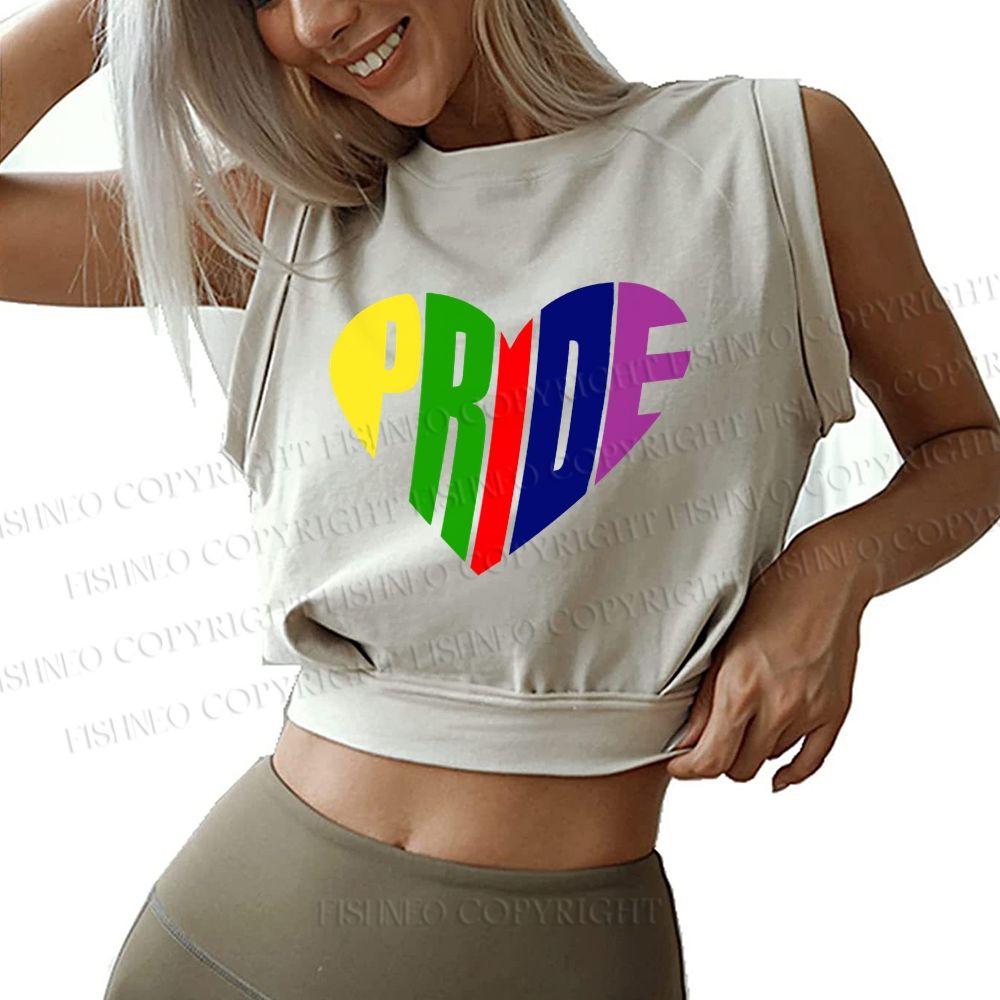 Pride Heart Sleeveless Crop Tops