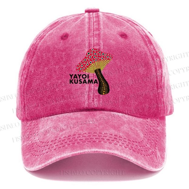 Unisex Yayoi Kusama Mushroom Vintage Casual Washed Cap