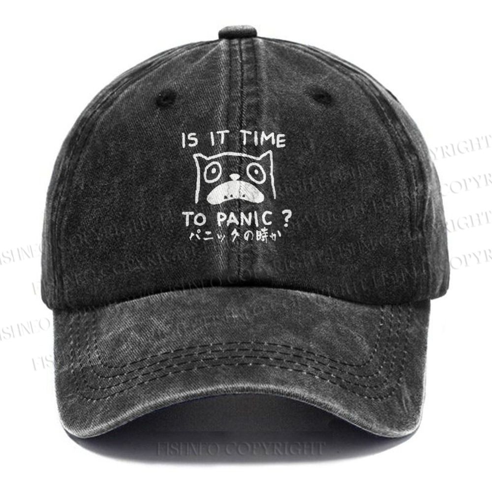 Unisex Panic Cat Vintage Casual Washed Cap