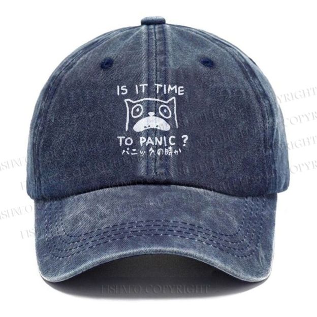 Unisex Panic Cat Vintage Casual Washed Cap