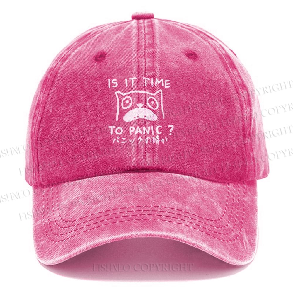 Unisex Panic Cat Vintage Casual Washed Cap