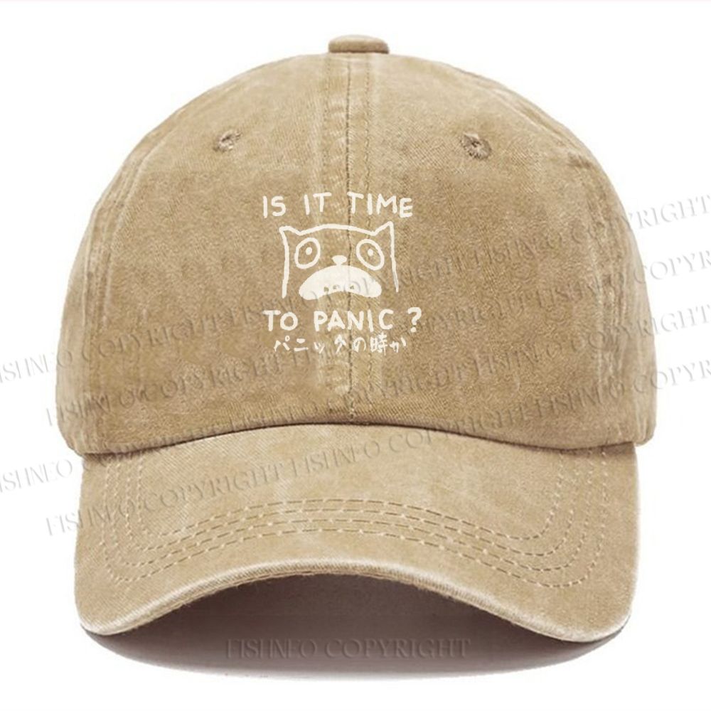 Unisex Panic Cat Vintage Casual Washed Cap