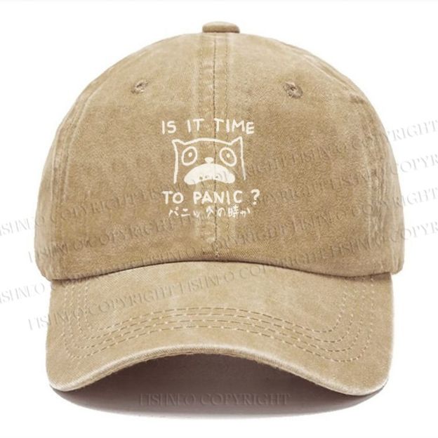 Unisex Panic Cat Vintage Casual Washed Cap