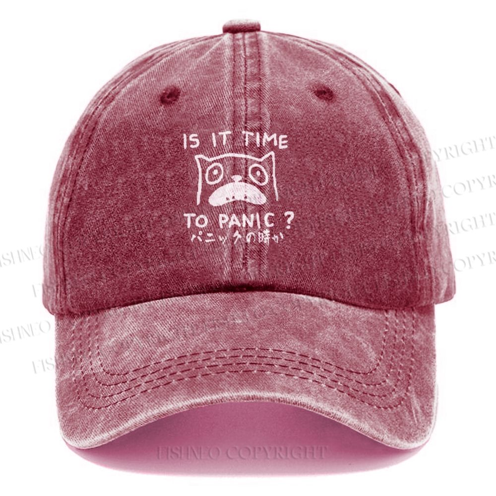 Unisex Panic Cat Vintage Casual Washed Cap