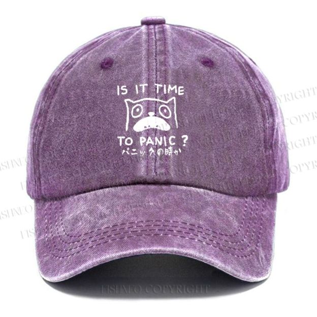 Unisex Panic Cat Vintage Casual Washed Cap