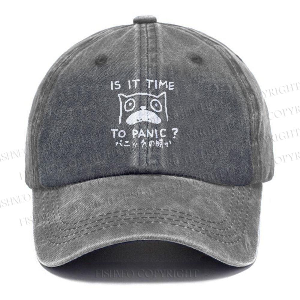 Unisex Panic Cat Vintage Casual Washed Cap