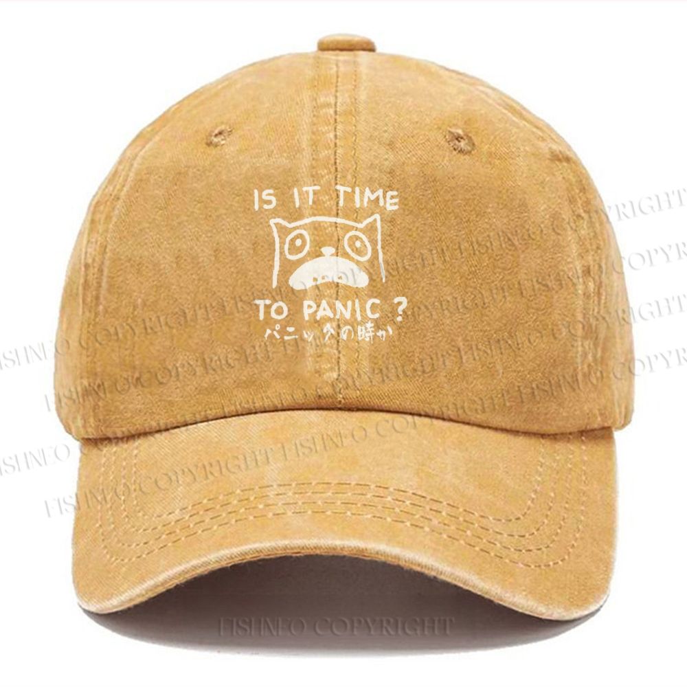 Unisex Panic Cat Vintage Casual Washed Cap
