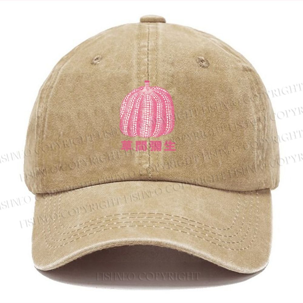 Unisex Yayoi Kusama Pumpkin Vintage Casual Washed Cap