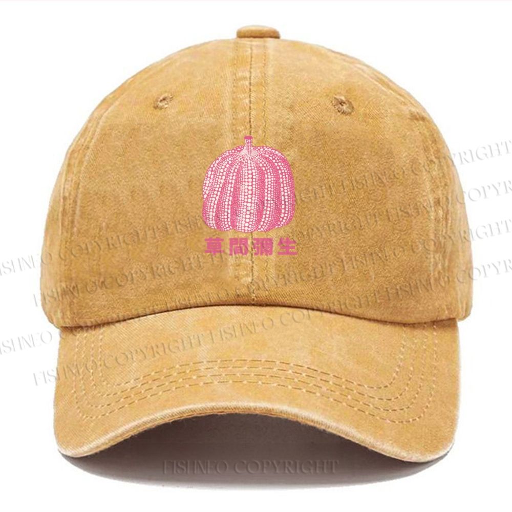 Unisex Yayoi Kusama Pumpkin Vintage Casual Washed Cap