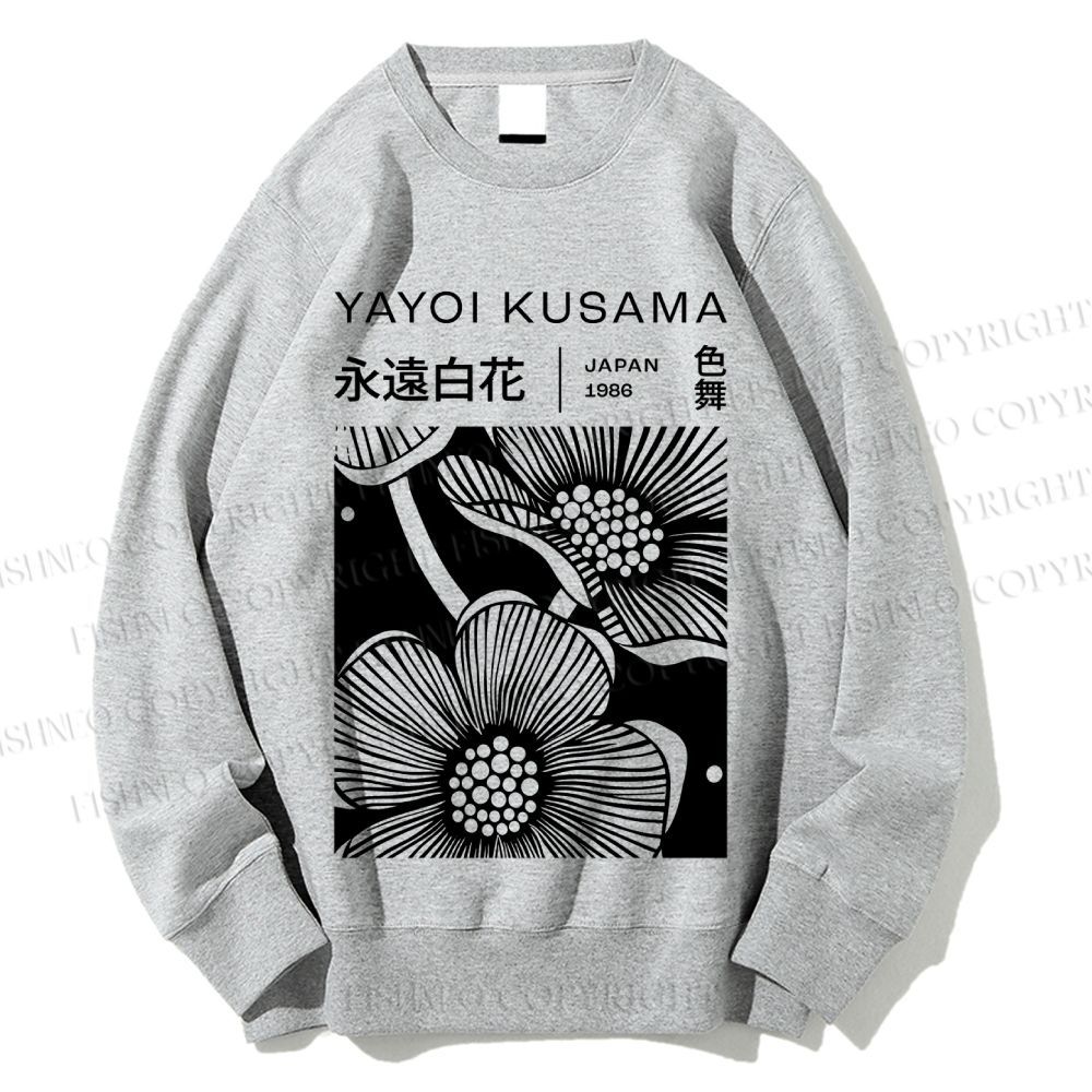 Unisex Yayoi Kusama Black Flower Printed Sweatshirt