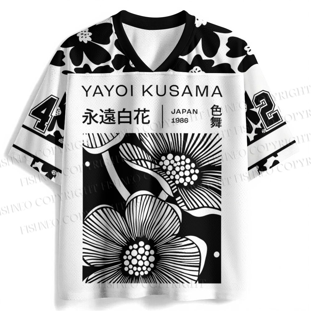 Yayoi Kusama Black Flower Jersey Shirts