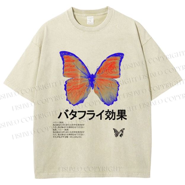 Unisex Butterfly Effect Printed Washed Tee
