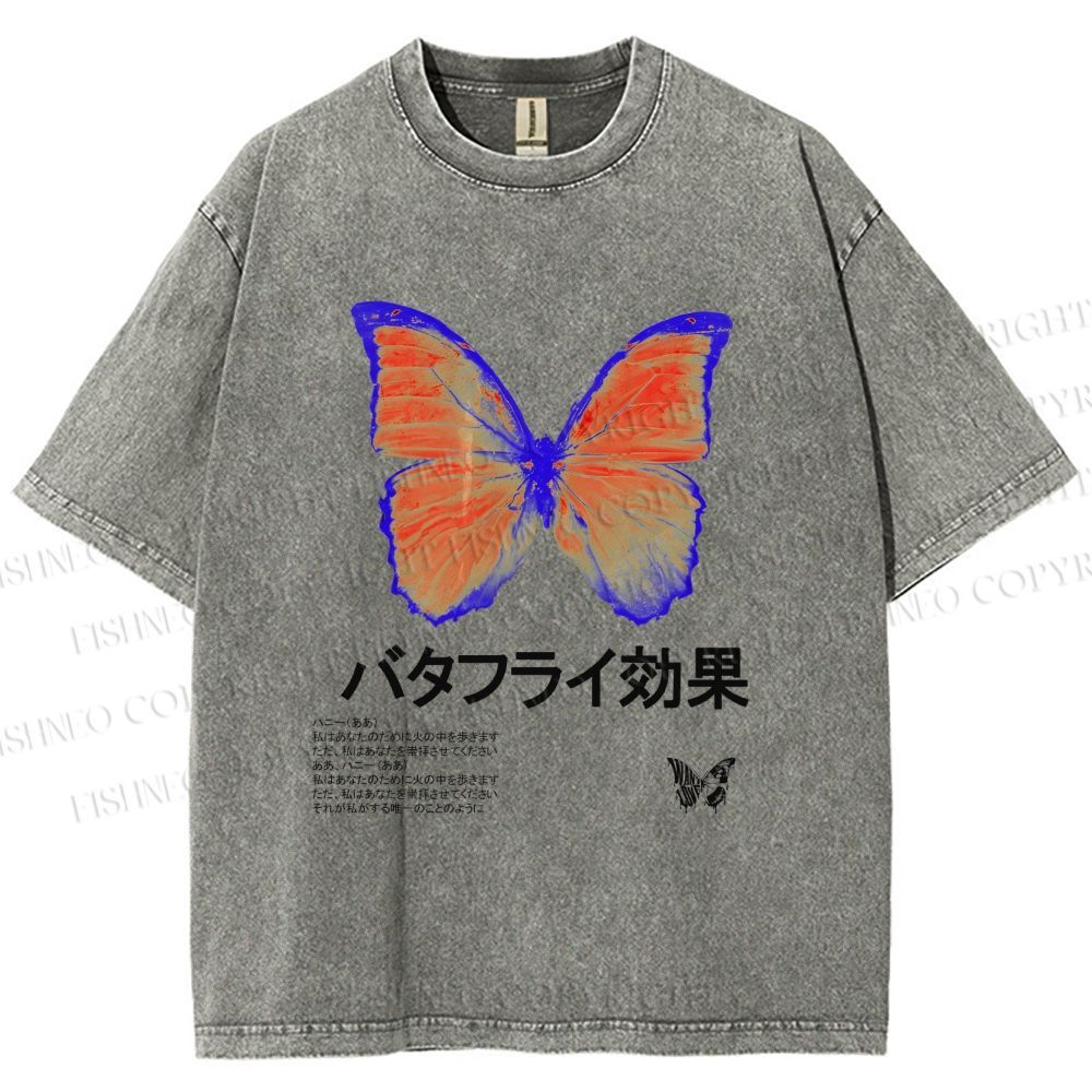 Unisex Butterfly Effect Printed Washed Tee