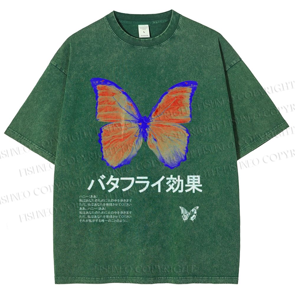 Unisex Butterfly Effect Printed Washed Tee