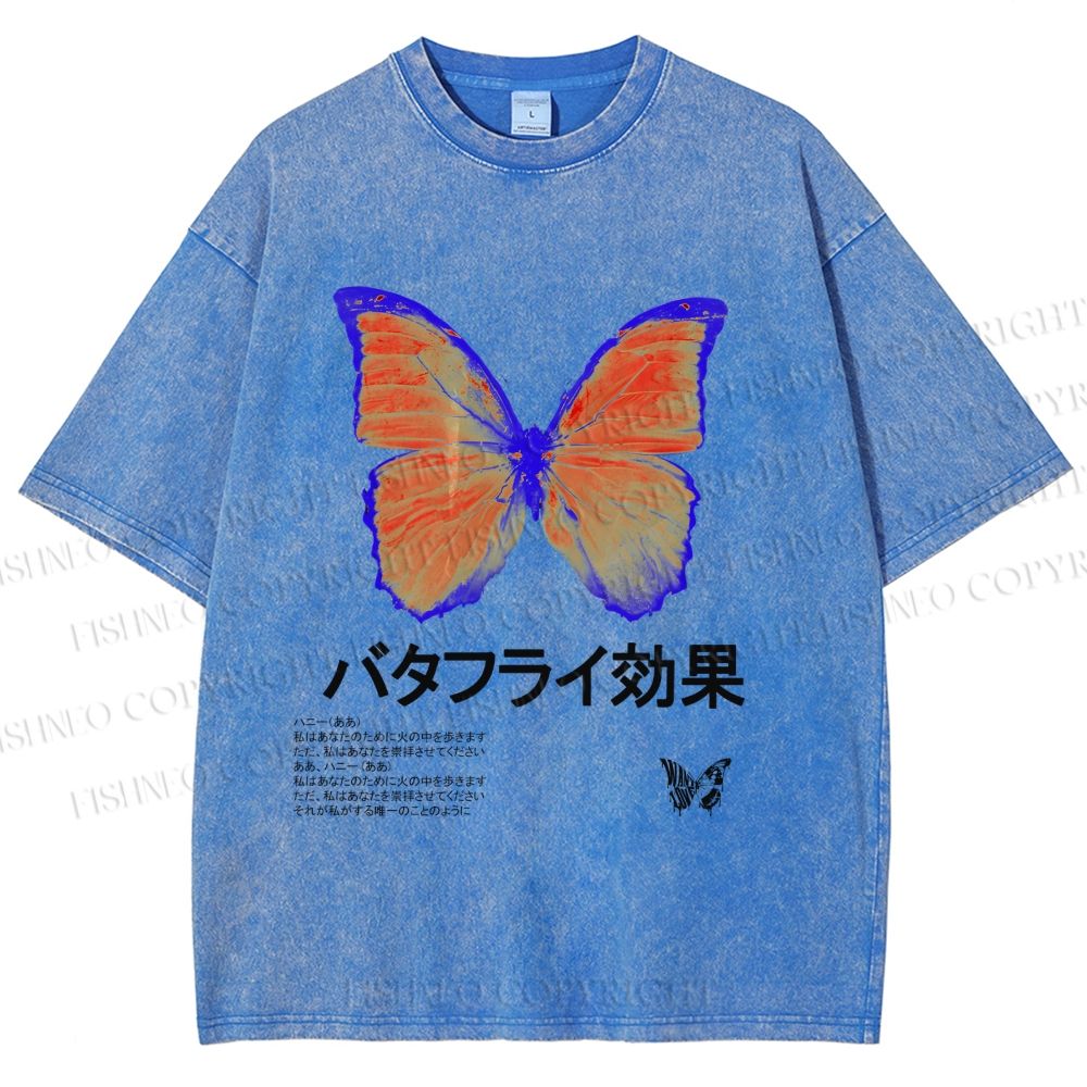 Unisex Butterfly Effect Printed Washed Tee