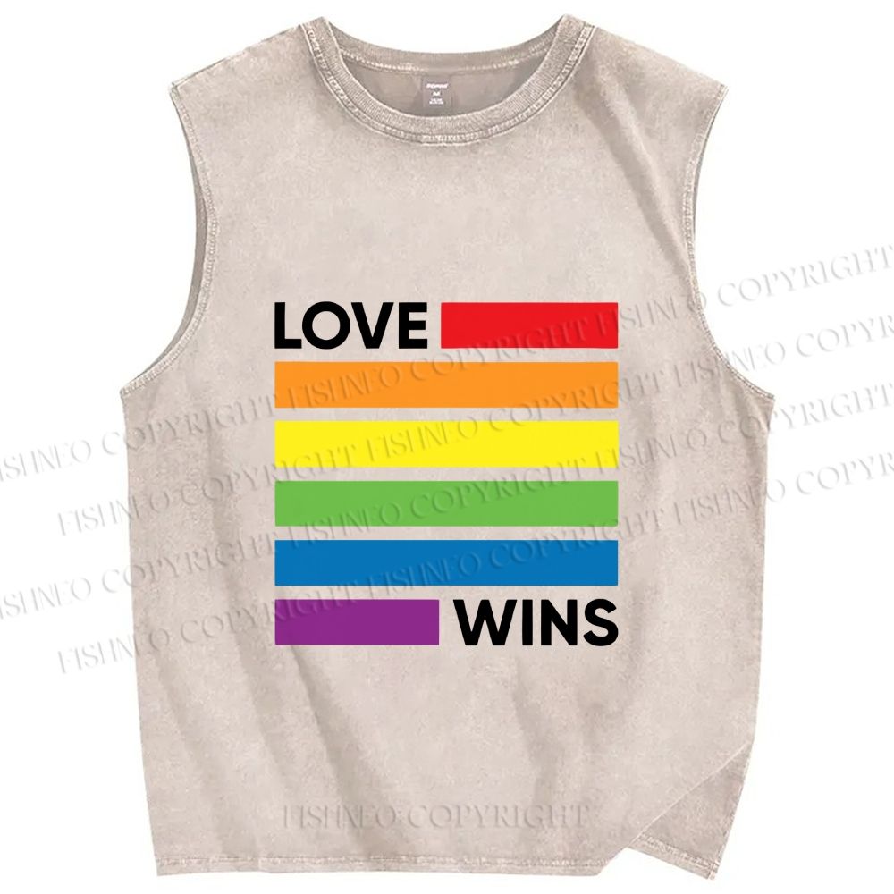 Unisex Pride Love wins Printed Washed Tank Top