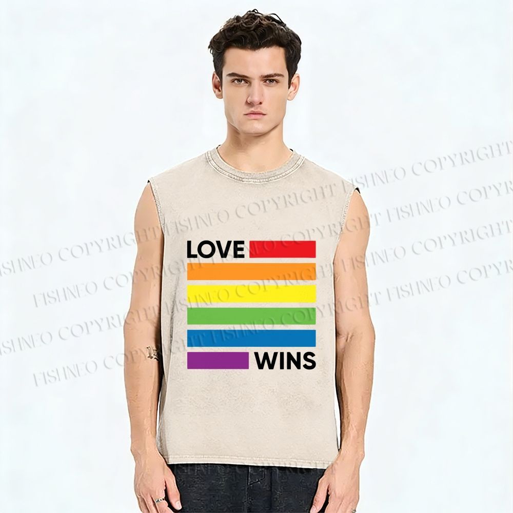 Unisex Pride Love wins Printed Washed Tank Top