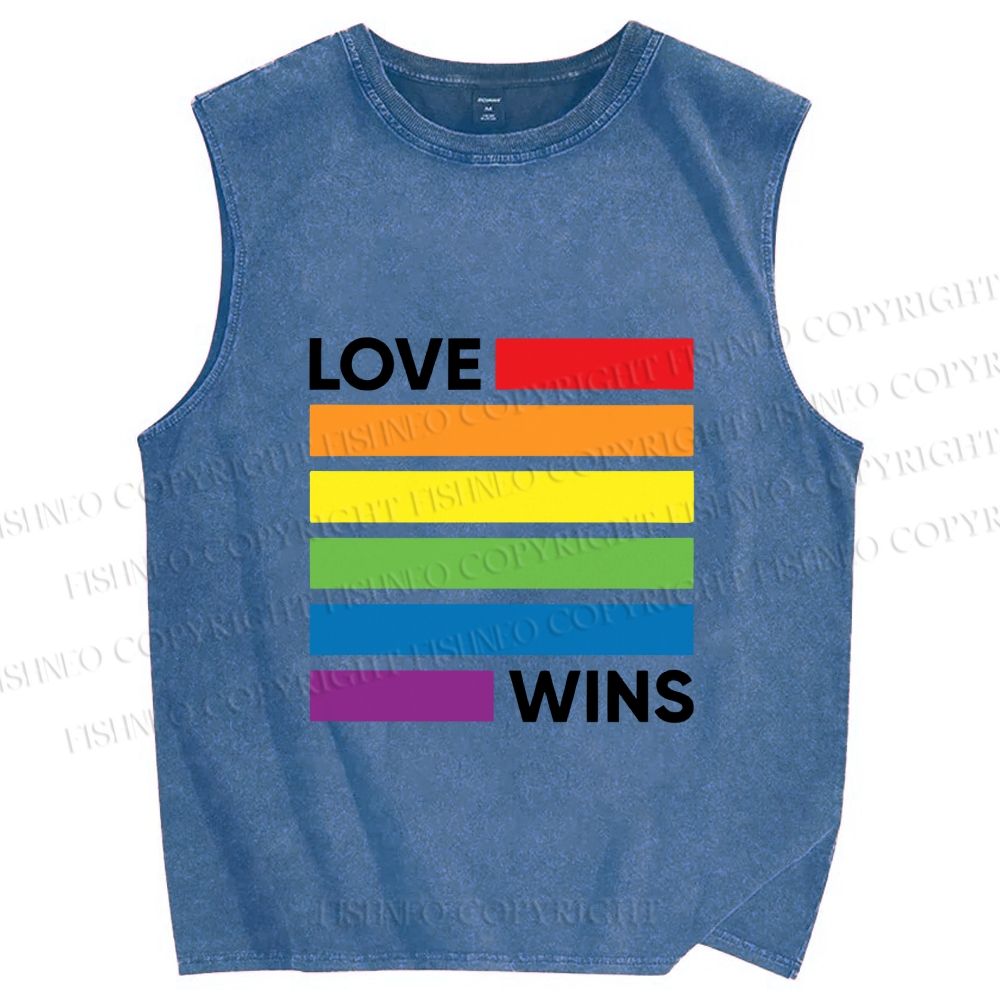 Unisex Pride Love wins Printed Washed Tank Top