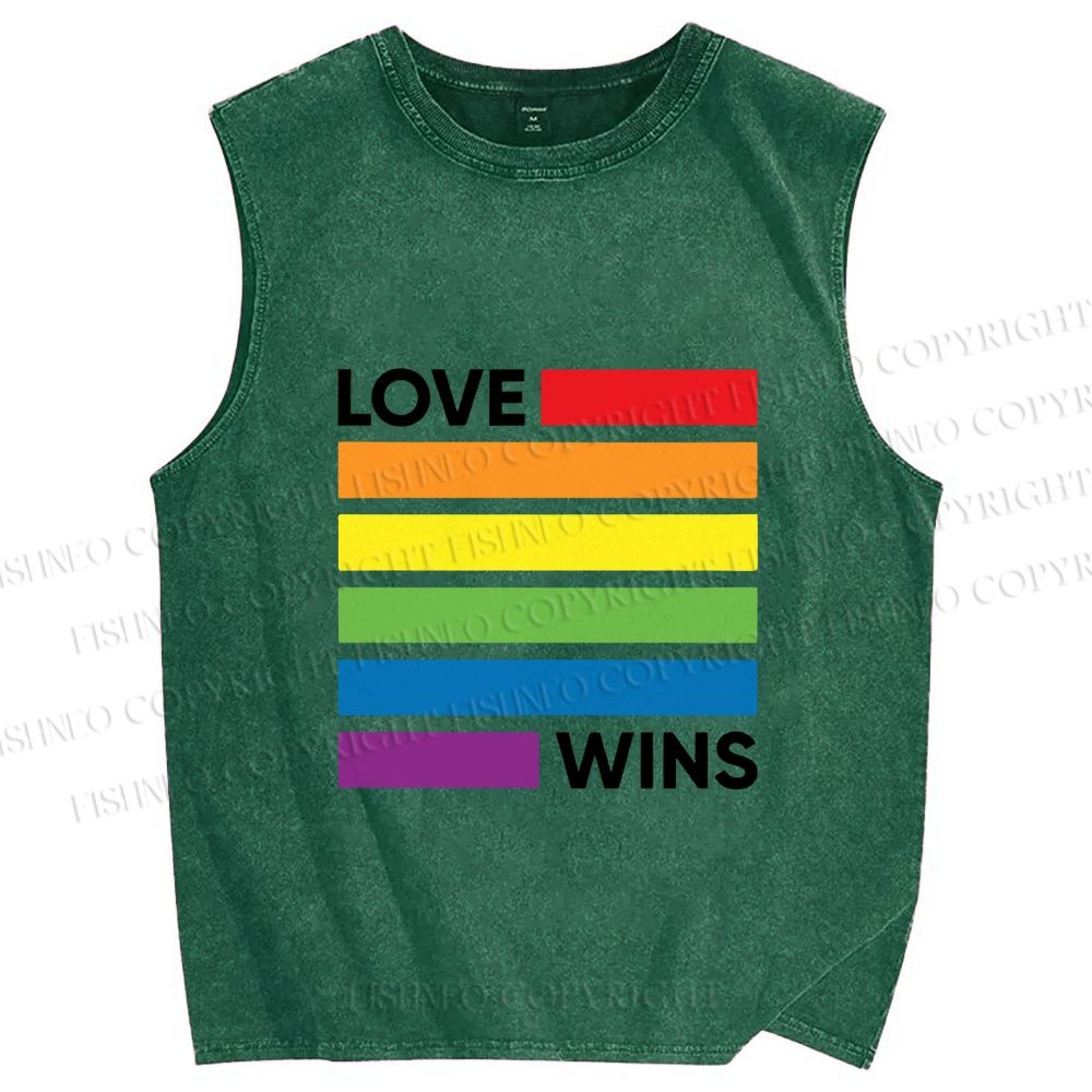 Unisex Pride Love wins Printed Washed Tank Top