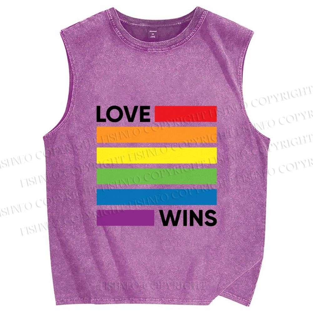 Unisex Pride Love wins Printed Washed Tank Top