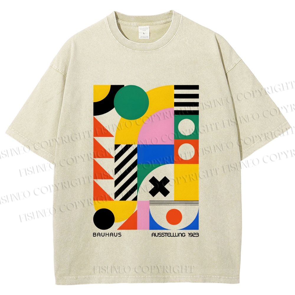 Unisex Bauhaus Design Printed Washed Tee
