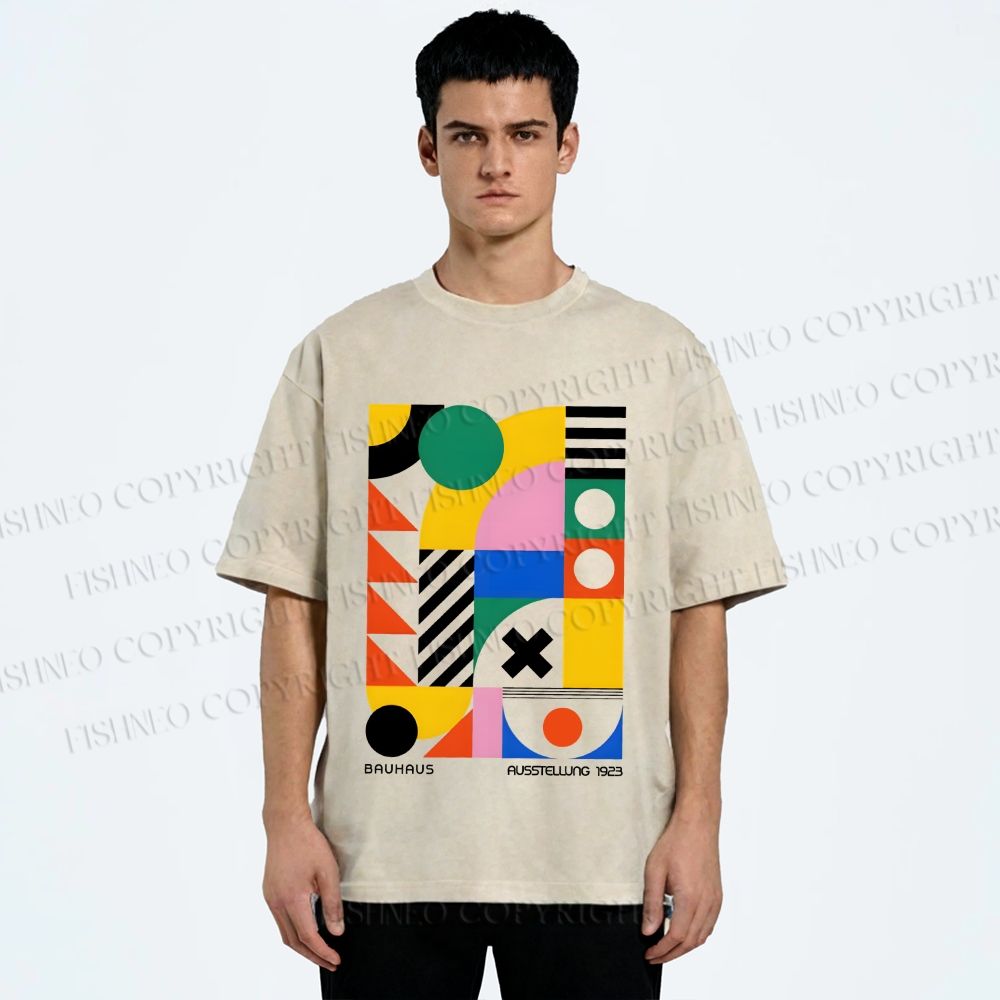 Unisex Bauhaus Design Printed Washed Tee