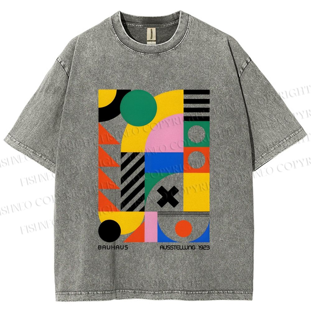 Unisex Bauhaus Design Printed Washed Tee