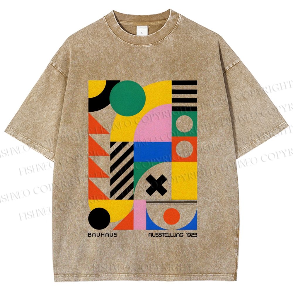 Unisex Bauhaus Design Printed Washed Tee