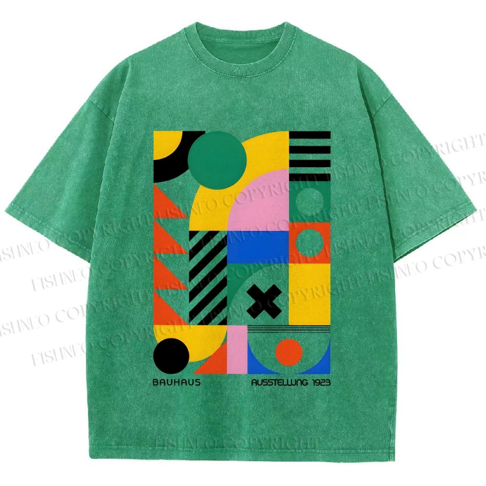 Unisex Bauhaus Design Printed Washed Tee