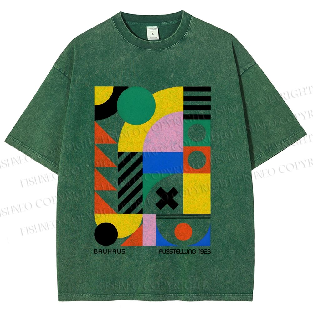 Unisex Bauhaus Design Printed Washed Tee