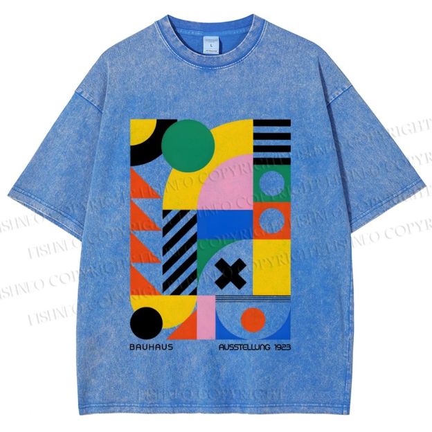 Unisex Bauhaus Design Printed Washed Tee