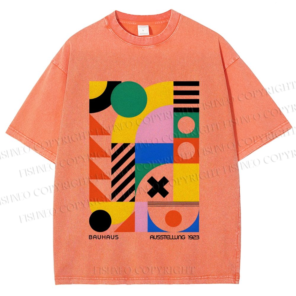 Unisex Bauhaus Design Printed Washed Tee