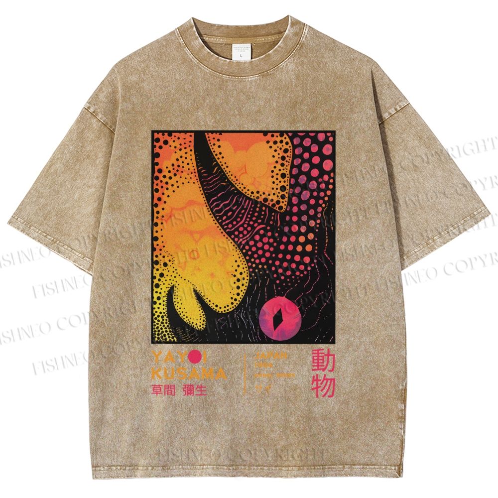 Unisex Yayoi Kusama Rhino Printed Washed Tee