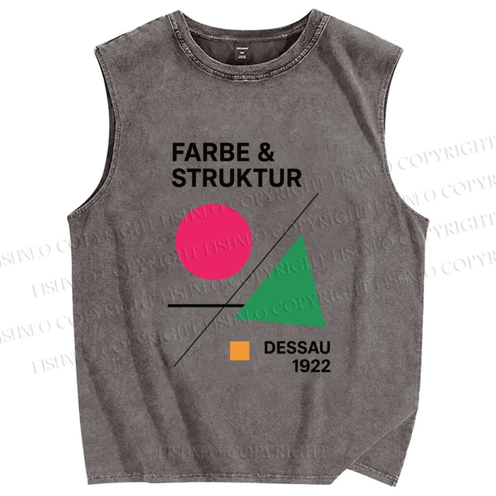 Unisex Bauhaus Geometric Art Printed Washed Tank Top