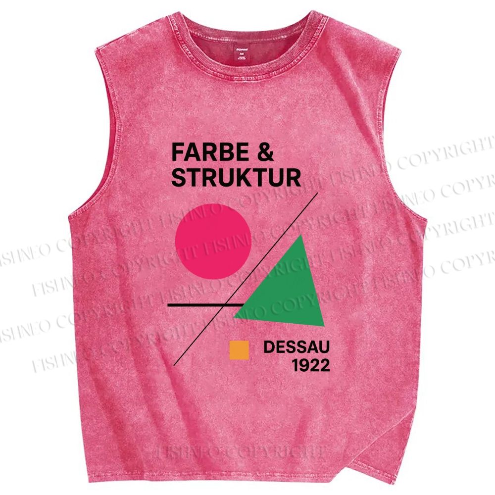 Unisex Bauhaus Geometric Art Printed Washed Tank Top