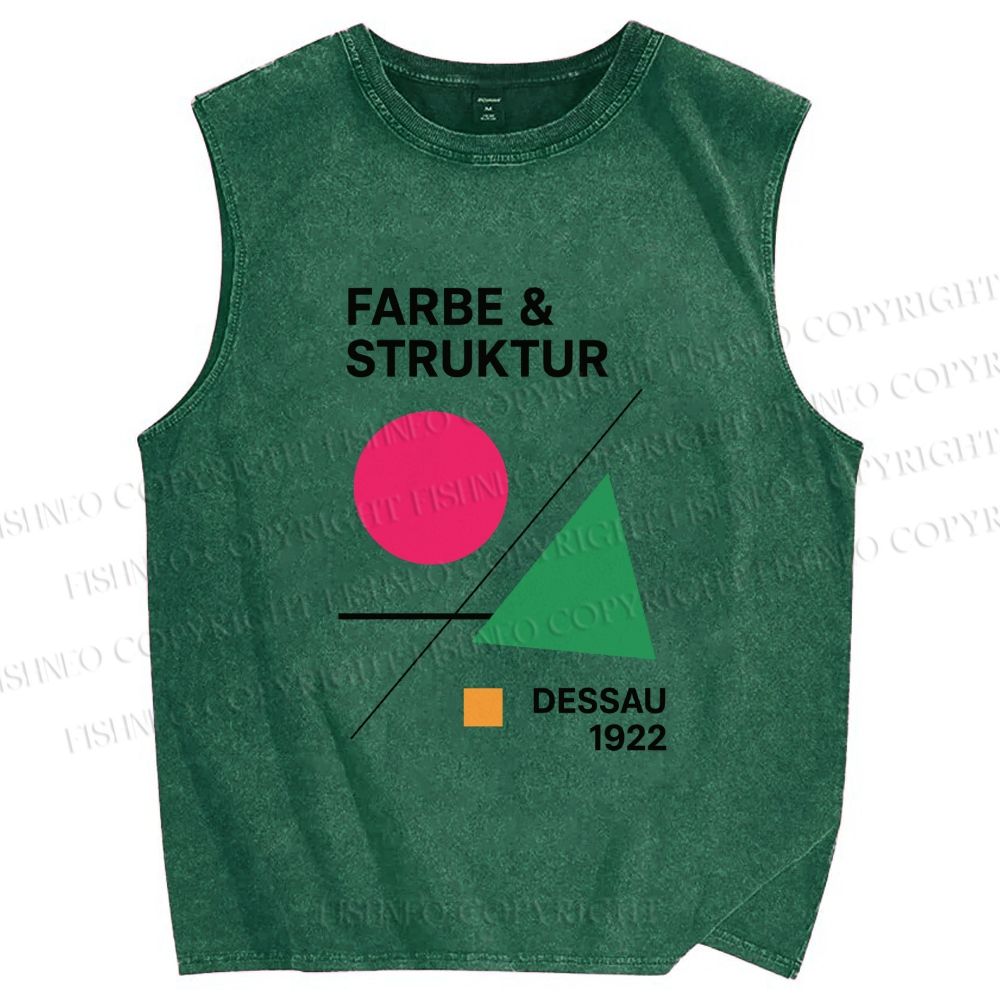 Unisex Bauhaus Geometric Art Printed Washed Tank Top
