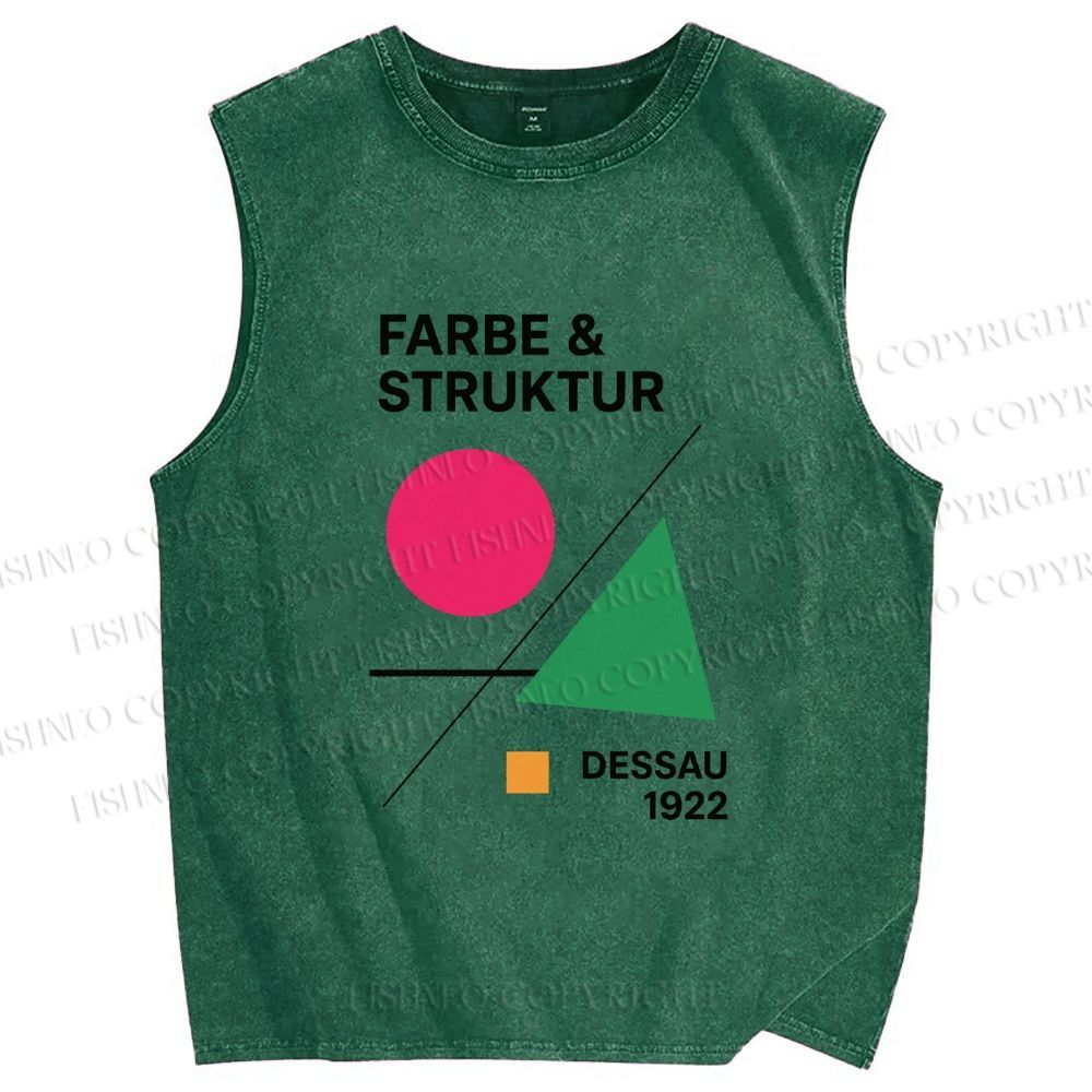 Unisex Bauhaus Geometric Art Printed Washed Tank Top