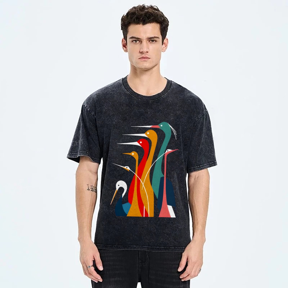 Various Types Of Cranes Vintage Washed T-shirt