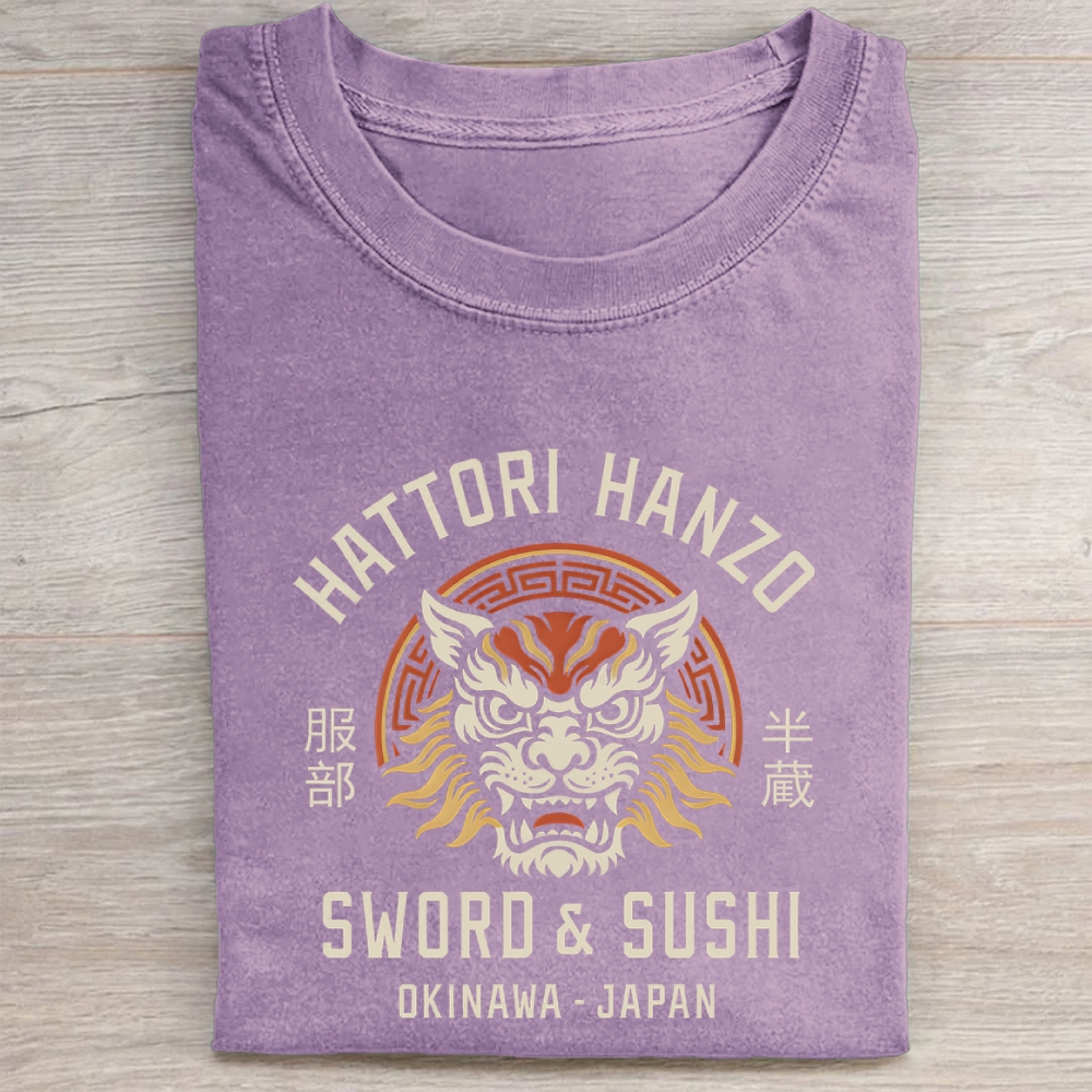 Unisex Hattori Lion Printed Washed Folded T-shirt