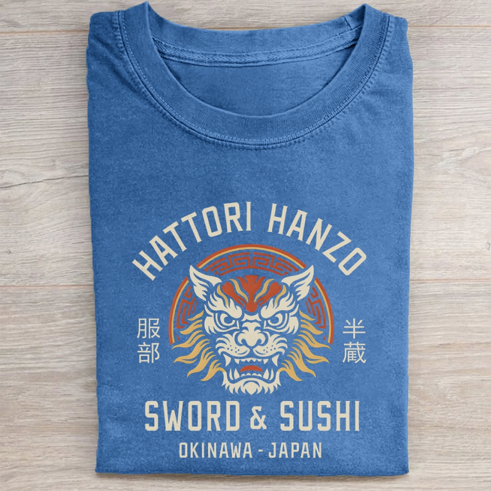 Unisex Hattori Lion Printed Washed Folded T-shirt