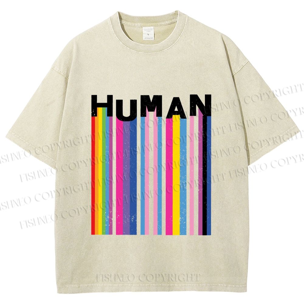 Unisex Pride Human Printed Washed Tee