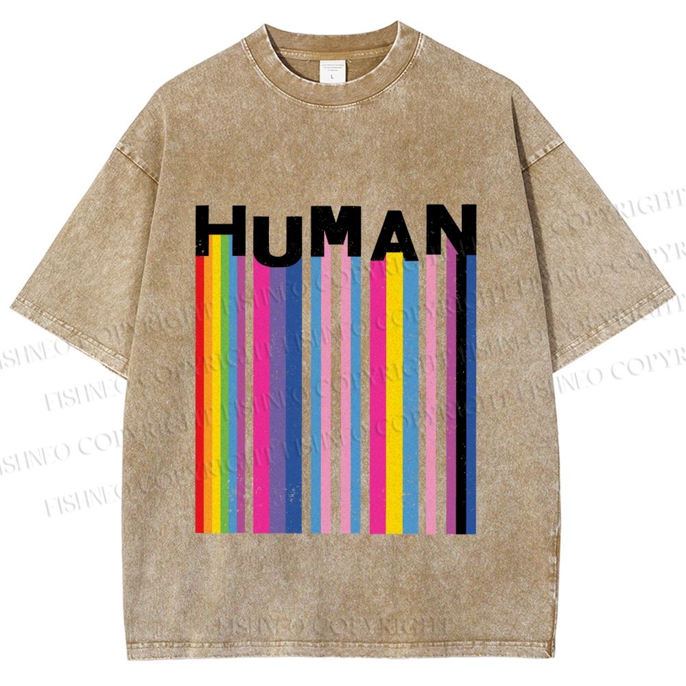 Unisex Pride Human Printed Washed Tee