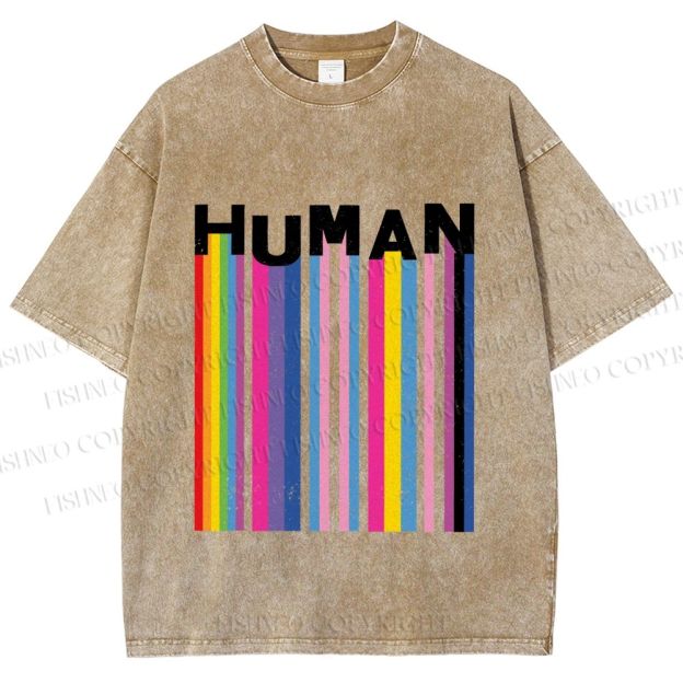 Unisex Pride Human Printed Washed Tee