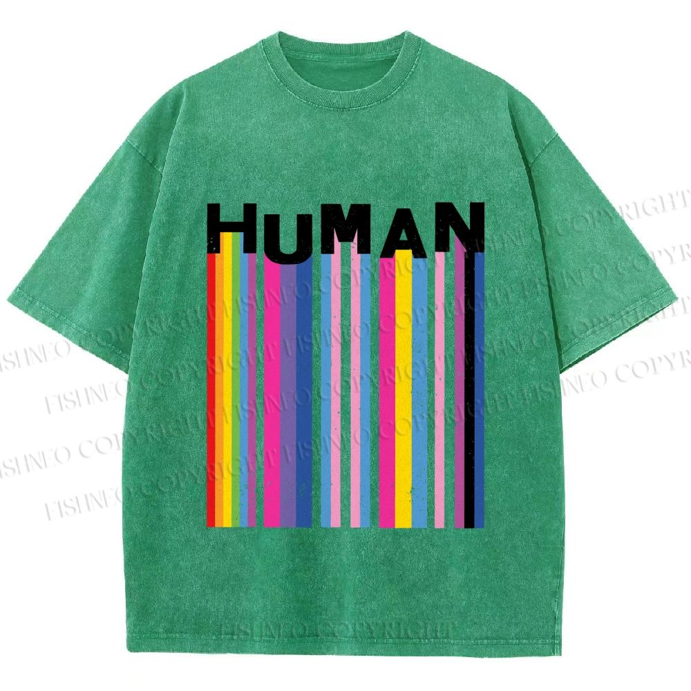 Unisex Pride Human Printed Washed Tee